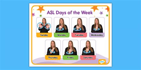 ASL Days Of The Week Chart Teacher Made Twinkl