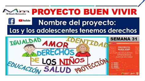 PROYECTO BUEN VIVIR BACHILLERATO SEMANA 31 YouTube