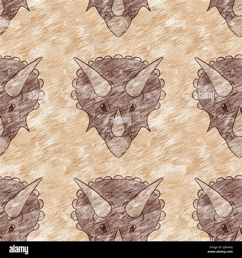 Hand Drawn Triceratops Dinosaur Seamless Pattern Gender Neutral