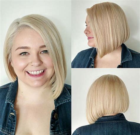 Blonde Asymmetrical Bob For A Round Face Bob Haircut For Round Face