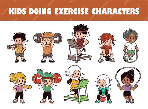 Premium Vector Kids Doing Exercise Character Vector Illustration Set