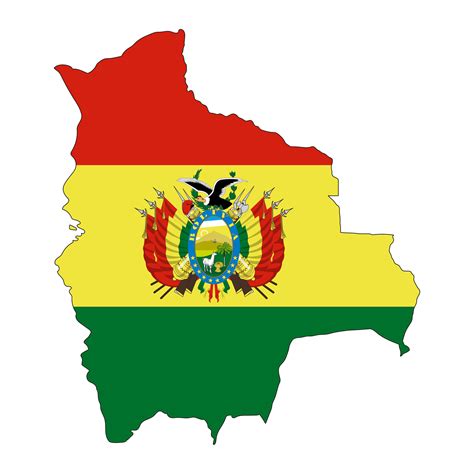 Bolivia Map Silhouette With Flag Isolated On White Background