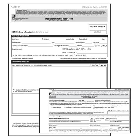 Dot Medical Exam Certificate And Report Form Combo 50 Pk Helps You Comply With 49 Cfr §391 43