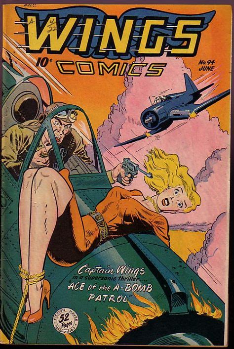 Wings Comics June 1948 Pulp Cover Art By Bob Lubbers Woman Girl Dame Red Dress Prisoner