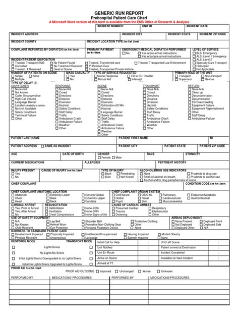 Sample Ems Generic Run Report Form Pdf Emergency Medical Services Cardiopulmonary