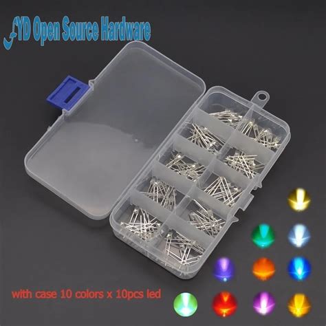 Kit De Diodes LED Lectroluminescentes Avec Tui 10 Couleurs X 10 Pi Ces