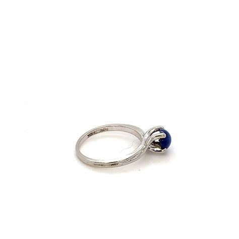 Vintage White Gold Blue Linde Star Sapphire Ring Gem