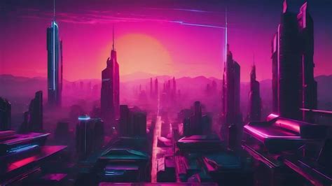 Premium AI Image | 80s futuristic retro synthwave