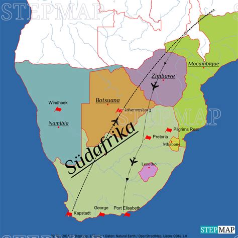 Stepmap S Dafrika Rundreise Landkarte F R S Dliches Afrika