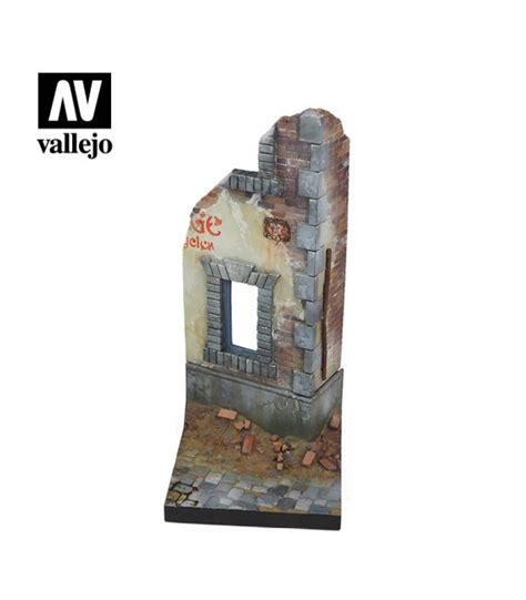 Sc009 Ruined Street Corner Vallejo Scenics Diorama Bases 135