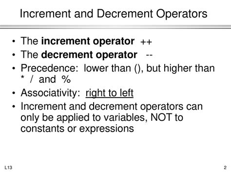 Assignment Operators Topics Increment And Decrement Operators Ppt