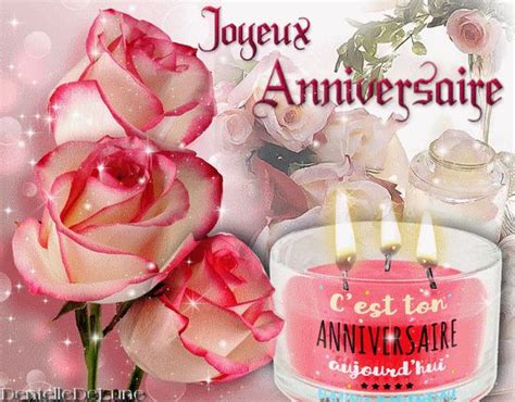 Scintillant Joyeux Anniversaire Femme Roses Bougie D Dicac E Les