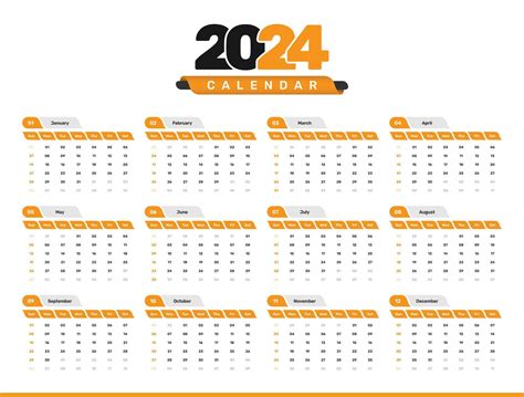 Modern Corporate Abstract Calendar Date Format Template Design For 2024