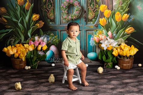 Easter Themed Backdrop | Rustic Easter Cottage Door Photo Backdrop