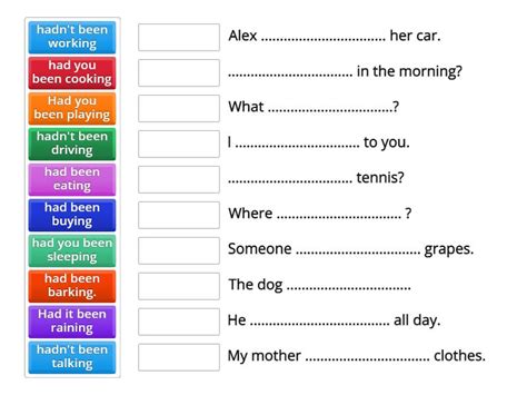 Past Perfect Continuous Tense Une Las Parejas