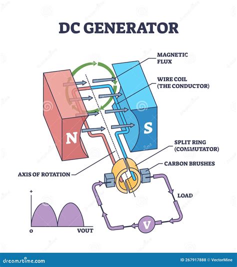 Dc Generatorprinzip Mit Schematisch Gegliederter Struktur Vektor