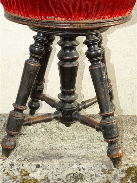 ANCIEN TABOURET DE PIANO XIXe NIII PIEDS BOIS NOIRCI JUS DE GRENIER A