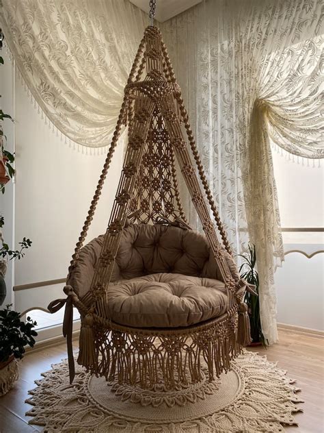 Macrame Swing Chairmacrame Vintage Swing Chairhammock Etsy