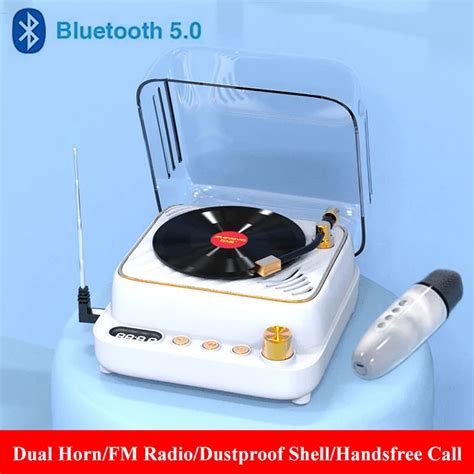 Mini Bluetooth Hoparl R Retro Vinil Plak Alar Ta Nabilir Fm Radyo