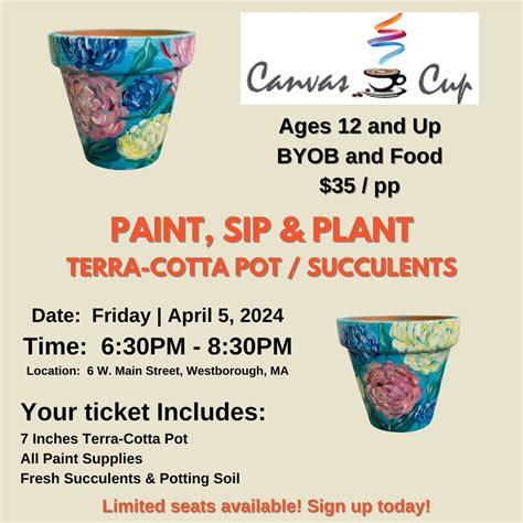 Apr 5 Diy Paint A Pot Sip And Plant Party At Canvas N Cup Friday