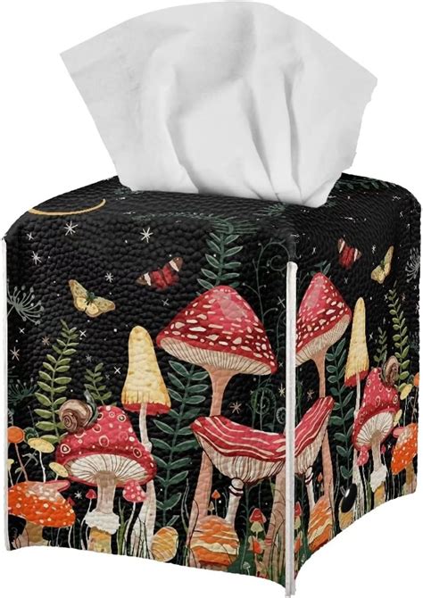 Amazon ZFRXIGN Butterfly Mushroom Tissue Box Cover Leather Square