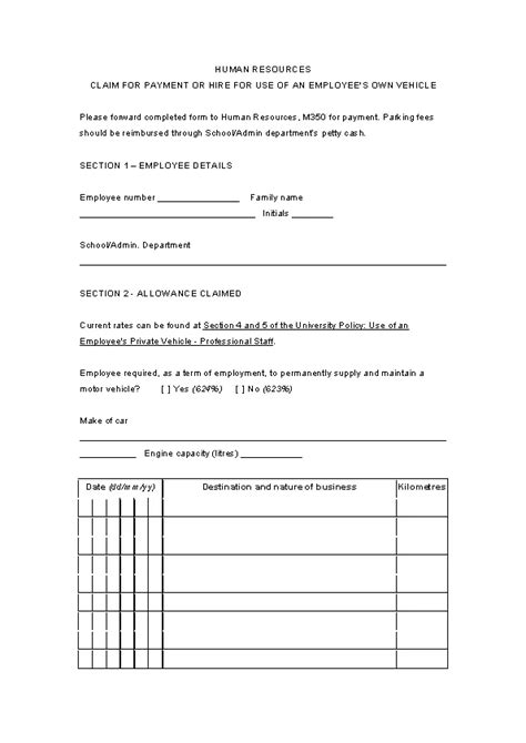 Claims For Use Of Private Vehicle PDFSimpli