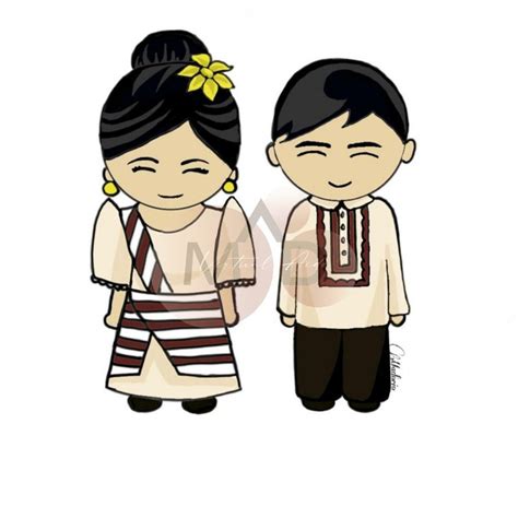Philippines Traditional Clothes Couple Guy Drawing Cartoon Drawings
