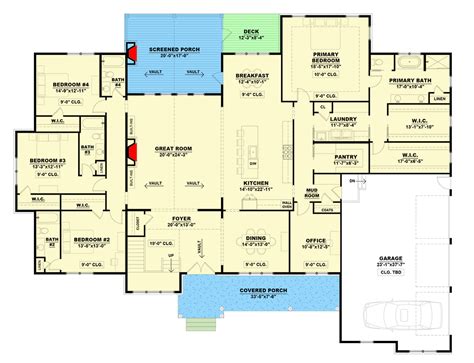 Bed Traditional House Plan With Two Story Great Room Sq Ft