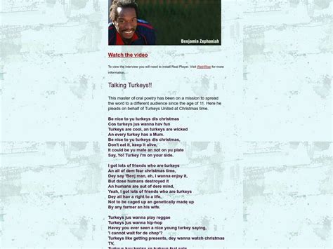 Bbc Poetry Out Loud: Talking Turkeys! By Benjamin Zephaniah ...