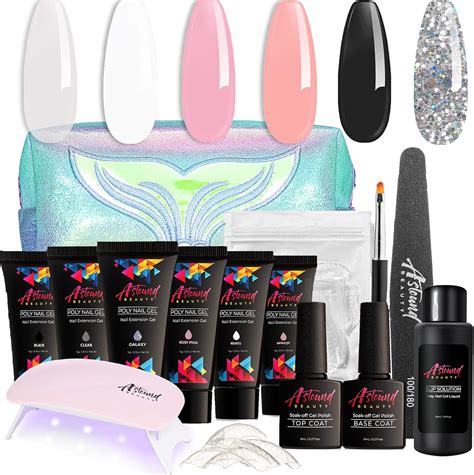 ASTOUND BEAUTY Polygel Nail Kit With Lamp Slip Solution And Glitter