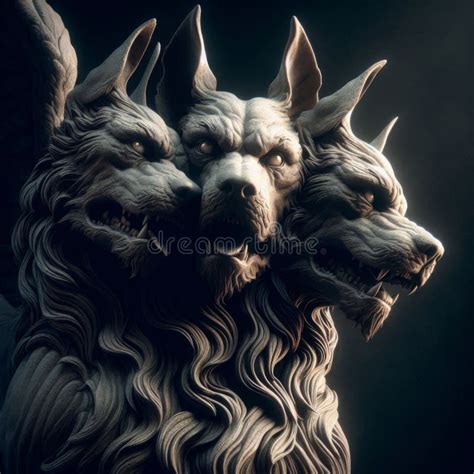 A Sharp Detailed Image Of Cerberus A Three Headed Dog Guarding The