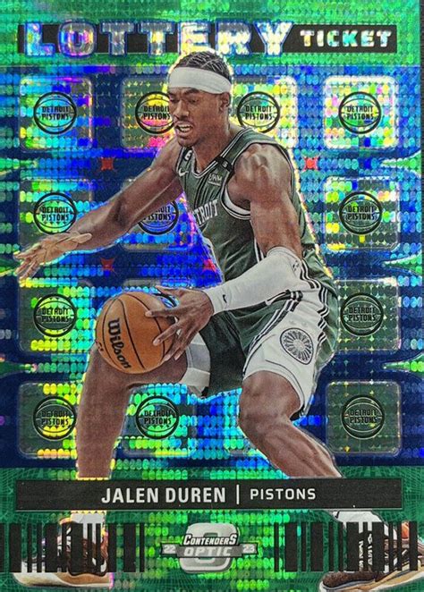 Jalen Duren 2022 Contenders Optic 13 Lottery Ticket Green Pulsar 25