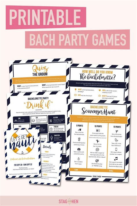 Let S Get Nauti Printable Bachelorette Party Games Digital Pdf