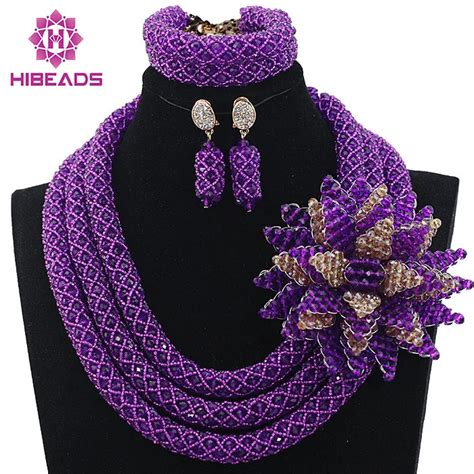 Conjunto De Joias Luxuosas Roxo Africano Colar Para Casamento