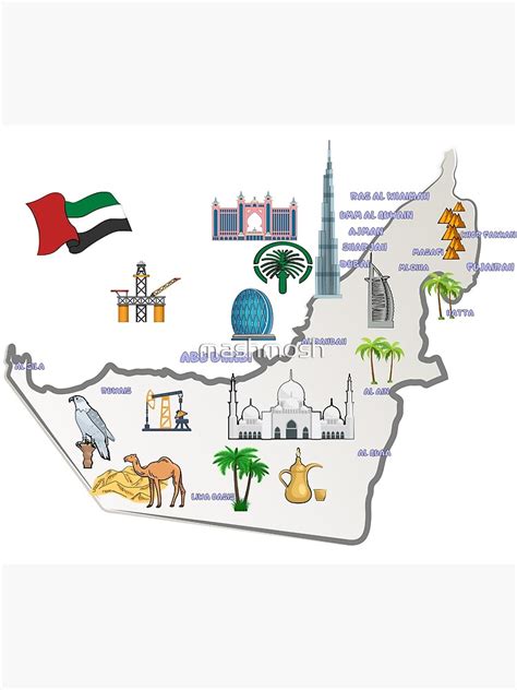 united arab emirates map landmarks tourist attractions cities flag