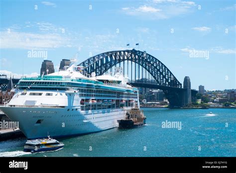 Rhapsody Of The Seas Cruise Liner Moored In Sydney Harbor At Circular