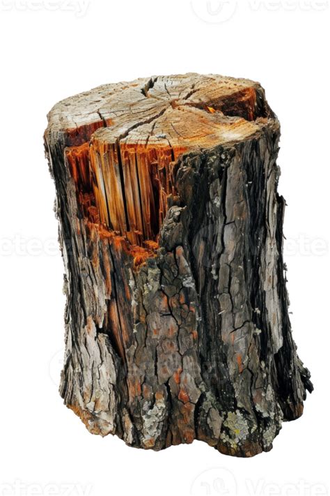 Ai Generated Textured Rough Wood Stump Isolated 36334050 Png