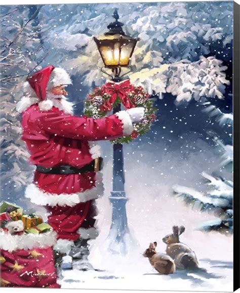 Santa Lampost By The Macneil Studio Canvas Art Multi Christmas