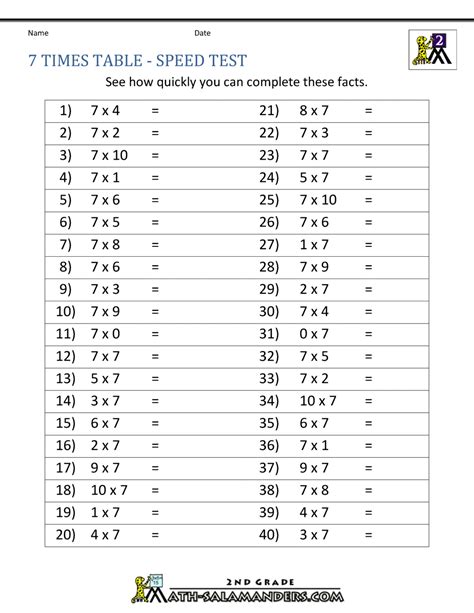 Time Table Worksheet