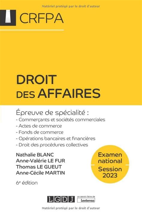 Droit Des Affaires Crfpa Examen National Session Preuve De