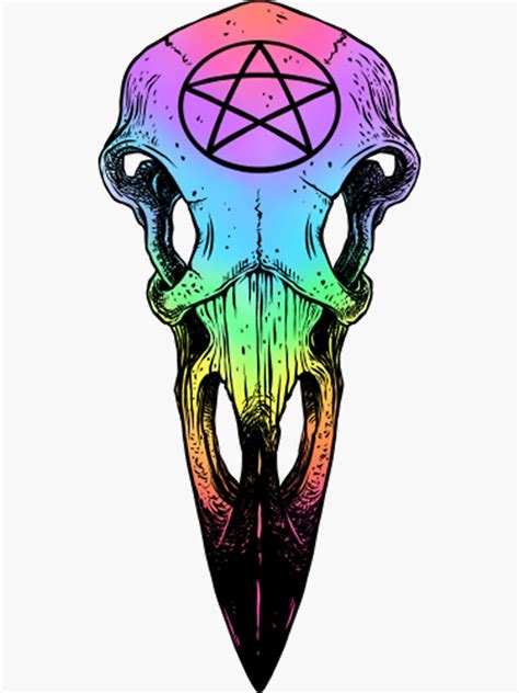 Raven Skull T Shirtraven Skull Pentagram Sticker For Sale By