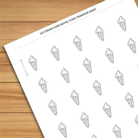 Ice Cream Cone Royal Icing Transfer Design Sizes Jh Web Designer