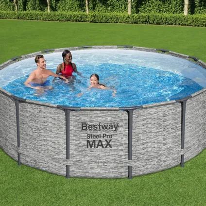 Piscine Bestway Ronde Steel Pro MAX Impression Pierre 427 X 122 Cm