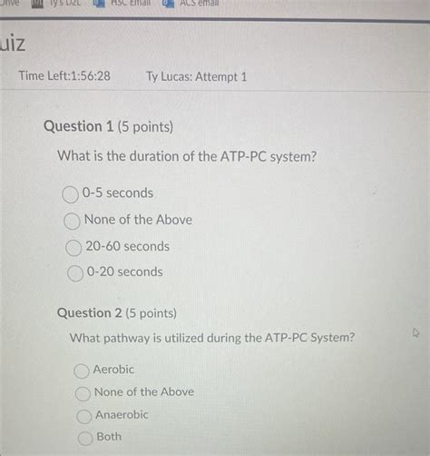 Solved What is the duration of the ATP-PC system? 0−5 | Chegg.com