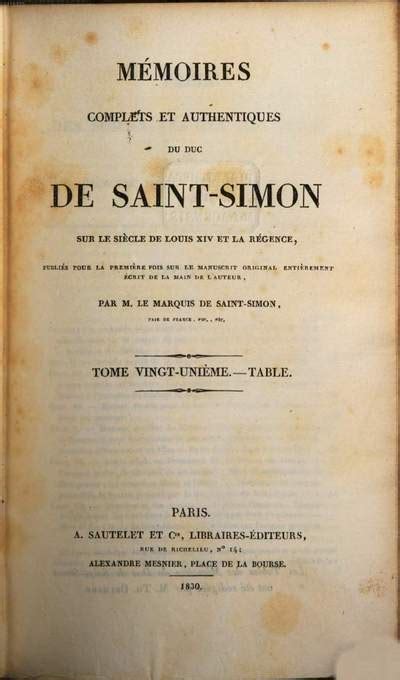 M Moires Complets Et Authentiques Du Duc De Saint Simon Sur Le Si Cle