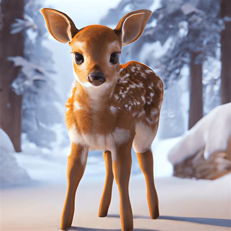 Cute Little Fawn Dreamy Eyes Snow · Creative Fabrica