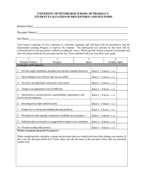 Fillable Online Pages Pharmacy Pitt Practicum Internship Evaluation