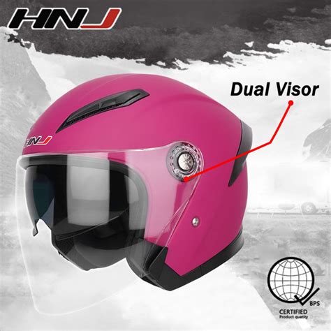 Hnj Half Face Helmet For Motorcycle Dual Visor Helmet Motor Man And