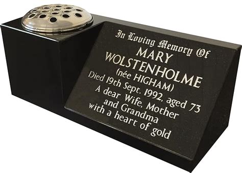 Personalised Black Granite Memorial Vase Grave Pot Headstone