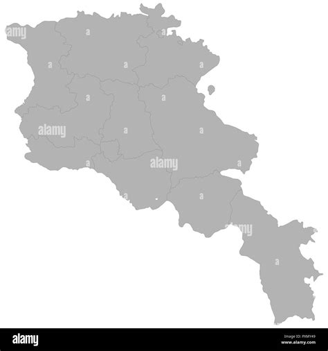 Mapa De Armenia De Alta Calidad Con Las Fronteras De Las Regiones Sobre